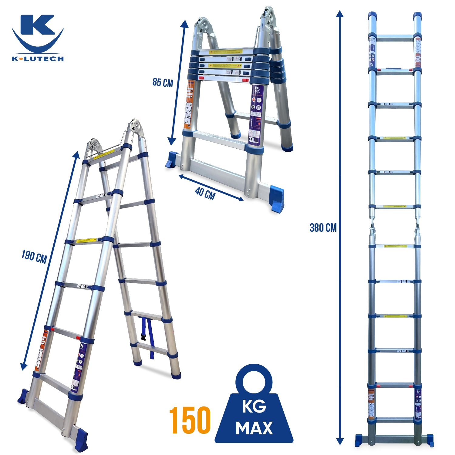 Echelle Télescopique Multi-Position 3.80M (2×1.90M) – Keli France